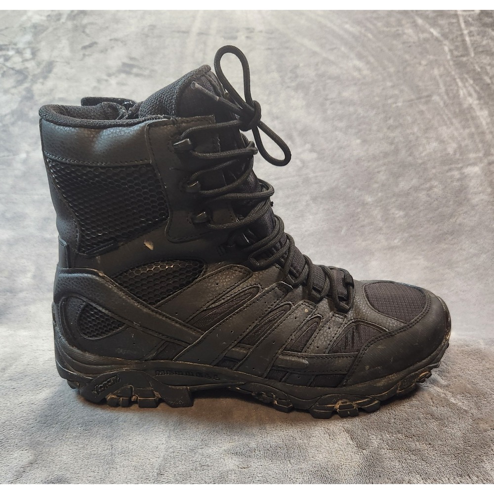 Merrell Boots Mens 12 Black Moab 3 8" Tactical Zip Waterproof J15845
